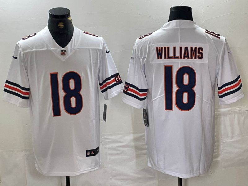 Men Chicago Bears 18 Williams White Second generation 2024 Nike Limited NFL Jersey style 1